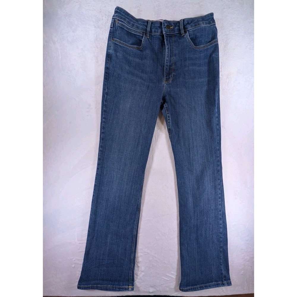 Wrangler Women's High Rise Bold Boot Medium Wash Size 8 Leather Patch Western - Picture 2 of 13